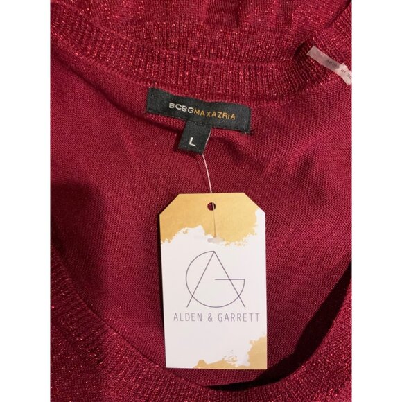 BCBG Max Azria Shimmering Red Scoop Neck Babydoll Sweater,  Size Large - Picture 5 of 5